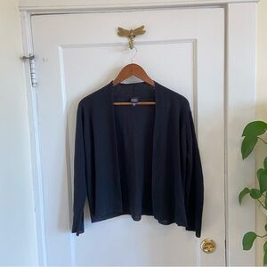 Eileen Fisher Open Front 100% Wool Minimalist Capsule Cardigan Black Size Medium